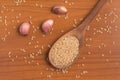 Integral Rice into a spoon. Wholegrain. Cateto Royalty Free Stock Photo