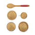 Integral Wholegrain rice into a bowl, spoon and cup Royalty Free Stock Photo