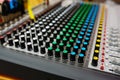 Integrated amplifier and equalizer mixer switch of sound equpiment. Royalty Free Stock Photo