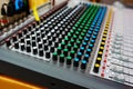 Integrated amplifier and equalizer mixer switch of sound equpiment. Royalty Free Stock Photo