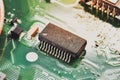 Integrated circuit IC on the electronic circuit board Royalty Free Stock Photo