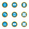 Integrated circuit icons set, flat style