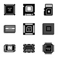 Integrated circuit icons set, simple style