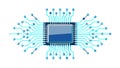 Integrated Circuit Microchip Vector Illustration: Futuristic Computing & Data Processing, vector design Generative AI Royalty Free Stock Photo