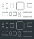 Integrated circuits packages surface mount blueprints Royalty Free Stock Photo