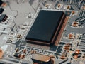 Integrated communication processor. Digital Microprocessor. Computer Controller Circuit Board closeup. Technology processor