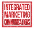 INTEGRATED MARKETING COMMUNICATIONS, text on red grungy stamp sign