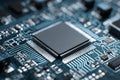 integrated microchip on circuit board Royalty Free Stock Photo