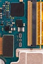 Integrated semiconductor microchip microprocessor on blue circuit phone board