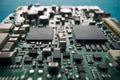 Integrated semiconductor microchip or microprocessor. High tech industry