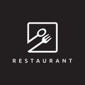Integrated Spoon and Fork Symbol in a Rectangle, Restaurant Kitchen Equipment Logo for Luxury Restaurants Royalty Free Stock Photo