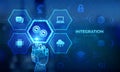 Integration data system. System Integration technology concept. Industrial and smart technology. Business and automation solutions