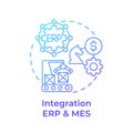 Integration ERP and MES blue gradient concept icon