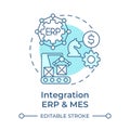 Integration ERP and MES soft blue concept icon