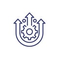 Integration, optimization line icon with gear