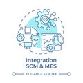 Integration SCM and MES soft blue concept icon