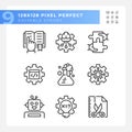 Integration of STEM programs pixel perfect linear icons set