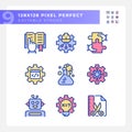 Integration of STEM programs pixel perfect RGB color icons set
