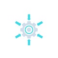 Integration system icon with cogwheel and arrows