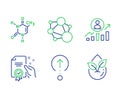 Integrity, Career ladder and Swipe up icons set. Certificate, Chemical formula and Organic product signs. Vector