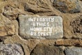 Integrity ethics honesty respect symbol. Concept word Integrity Ethics Honesty Respect on beautiful stone. Beautiful stone wall Royalty Free Stock Photo