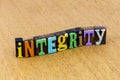 Integrity honesty ethics trust character business dependable team success