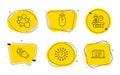 Integrity, Swipe up and Presentation time icons set. Touchscreen gesture, Question mark and Web lectures signs. Vector