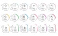 Integrity, Swipe up and Presentation time icons set. Touchscreen gesture, Question mark and Web lectures signs. Vector