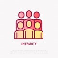 Integrity thin line icon: teamwork, social group. Modern vector illustration