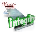 Integrity Vs Dishonesty Words Scale Balance Opposites Royalty Free Stock Photo