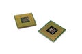 Intel computer central processing units isolated on white background pins up socket 775 untitled selective focus