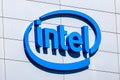 Intel sign and logo at Silicon Valley campus