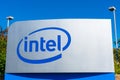 Intel sign and logo at Silicon Valley campus