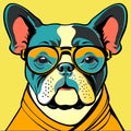 Intelectual hipster dog french bulldog Royalty Free Stock Photo