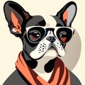 Intelectual hipster dog french bulldog Royalty Free Stock Photo