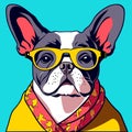 Intelectual hipster dog french bulldog Royalty Free Stock Photo