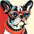 Intelectual hipster dog french bulldog Royalty Free Stock Photo