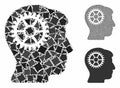 Intellect cog Mosaic Icon of Rugged Elements Royalty Free Stock Photo