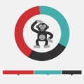 Intellect infographics. Monkey or ape and radial diagram. Design