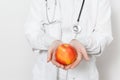 Intellectual doctor woman. Female doctor in medical gown stethoscope. Healthcare personnel medicine concept Royalty Free Stock Photo