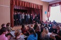 Intellectual game brain-ring and entertaining concert of schoolchildren in a rural school in Kaluga region in Russia.