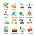 Intellectual Property Flat Icons Set