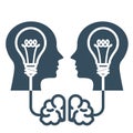 Intellectual property and ideas - head with light bulb