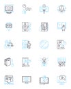 Intellectual property linear icons set. Copyright, Patent, Trademark, Infringement, Ownership, License, Royalty line