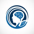 intellegent mind head health logo design vector illustration Royalty Free Stock Photo