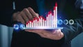 Intelligence business analytics graph dashboard with digital icon analysis diagram, growth interface key performance indicators