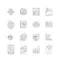 Intelligence and gadgets line icons collection. Brain, Genius, Mind, Cognition, Smart, IQ, Technology vector and linear