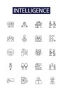 Intelligence line vector icons and signs. intelligence, technology, artificial, digital, brain, ai, robot,science