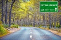 INTELLIGENCE road sign against clear blue sky Royalty Free Stock Photo