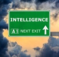 INTELLIGENCE road sign against clear blue sky Royalty Free Stock Photo